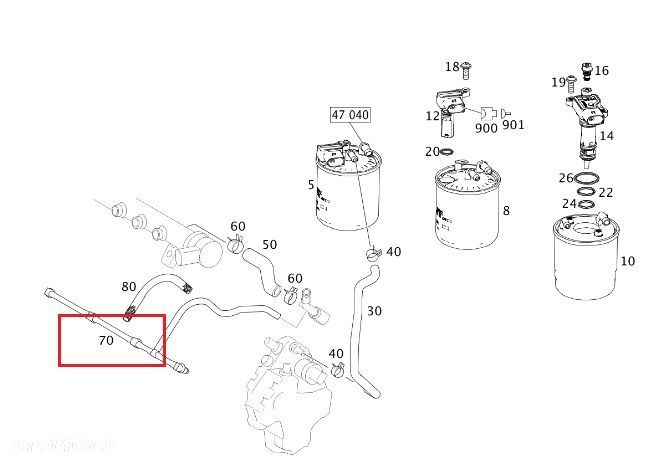MERCEDES DIESEL OM640 Przewod przelewowy oleju OE - 2