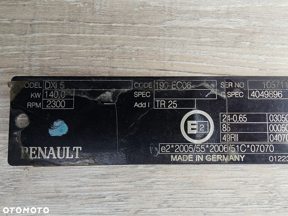 KOMPUTER STEROWNIK SILNIKA RENAULT MIDLUM DXI 5 60100000 P06 190 KM 140 kW - 5