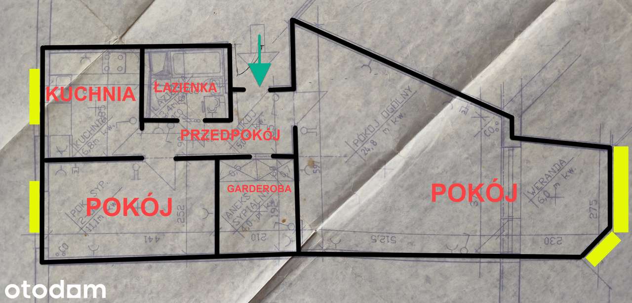 2 -3 pokoje, 62 m² z garderobą i werandą, 7 min do metra, bezpośrednio
