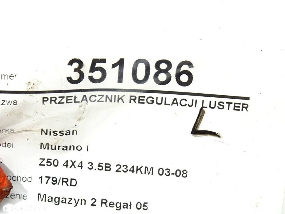 PRZEŁĄCZNIK REGULACJI LUSTEREK - 45.00 PLN - NISSAN MURANO I (Z50) 2002 - 2009 3.5 4x4 172 kW [234 - 5