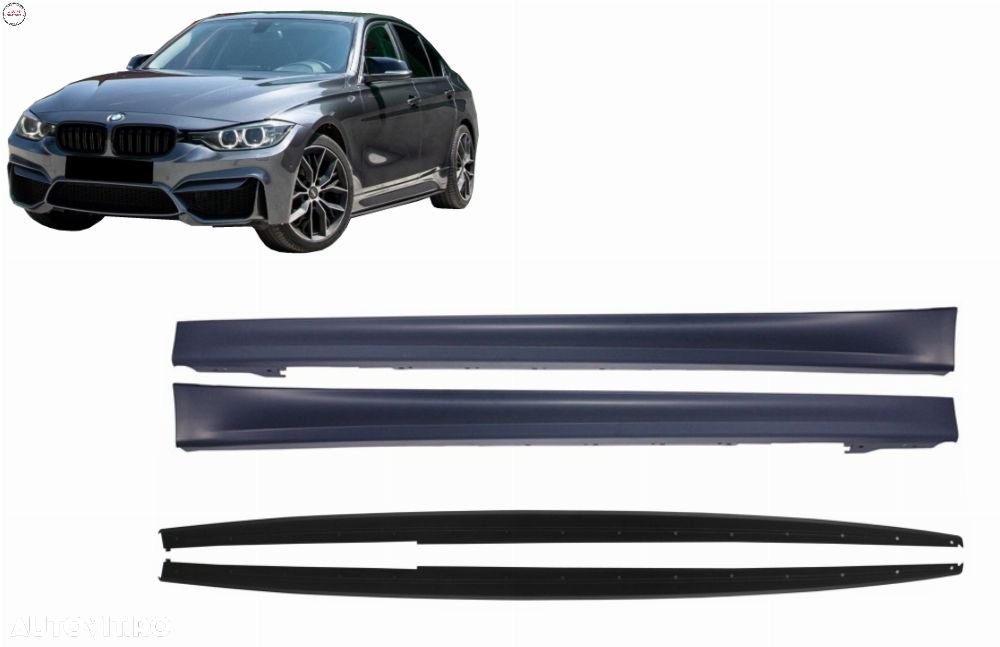 Praguri Laterale cu Extensii Add-on Lip BMW Seria 3 F30 F31 (2011-2018) M3 Design- livrare gratuita - 1