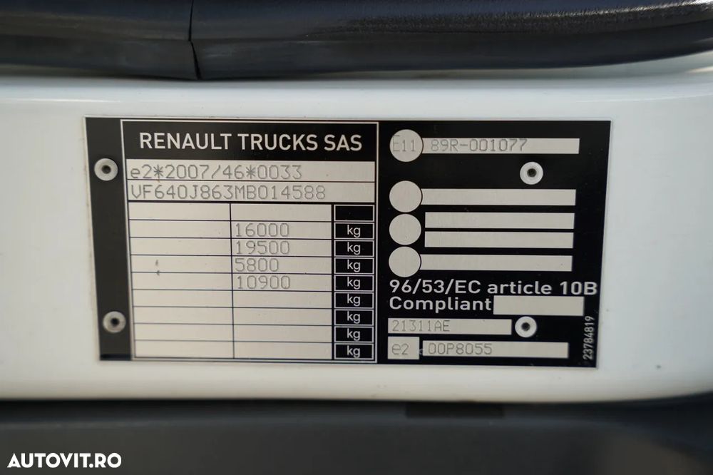 Renault / D 280 / CAMION FRIGORIFIC - 6,7 M / THERMO KING ES-600 MAX / 500 ORE DE FUNCȚIONARE MOTOR / + PLATFORMĂ HIDRAULICĂ PALFINGER - 2.000 KG / UTILIZARE REDUSĂ / - 36