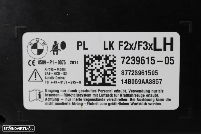 Airbag Banco Esquerdo Bmw 1 (F20)  7239615 / 72127239615 / 619059001B - 8