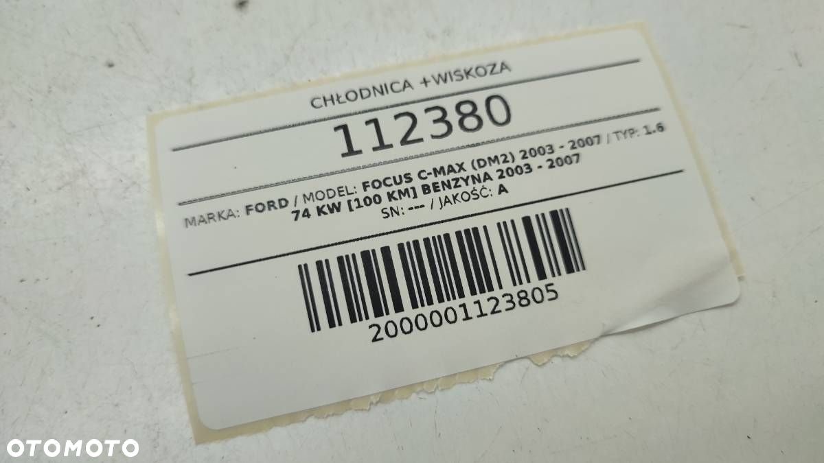 KOMPLET CHŁODNIC WENTYLATOR FORD FOCUS C-MAX 1.6 BENZYNA - 7