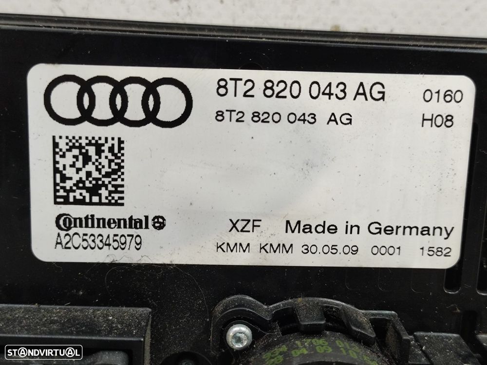 Climatronic Display Sofagem Comando AC Original Audi A5 8T Cabrio Função Aquecimento de Bancos - 8