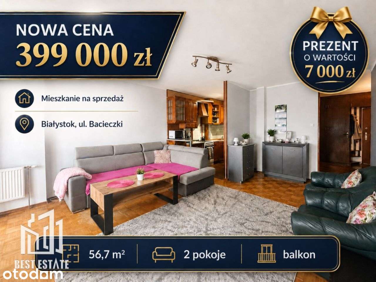 Białystok, ul. Bacieczki | 56,7 m² | 2 pokoje