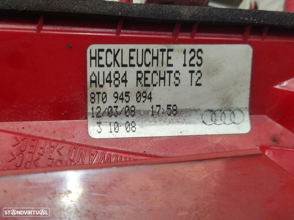 Farolins de mala direito esquerdo Audi A5 8T Fase 1 de 2007 a 2011 - 8