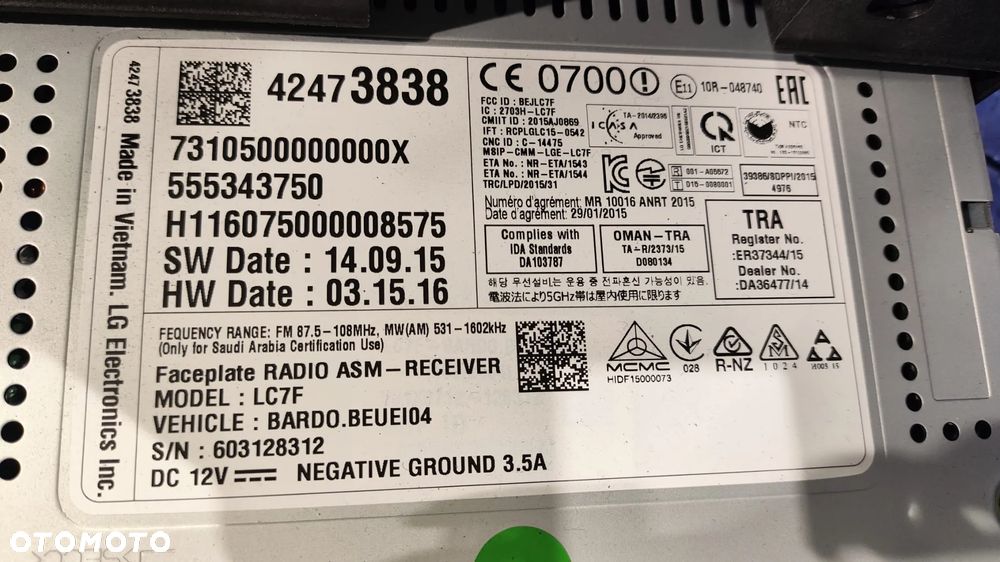 RADIO NAWIGACJA NAVI WYŚWIETLACZ UCHWYT MOCOWANIE 42473838 555343750 OPEL CORSA E - 4