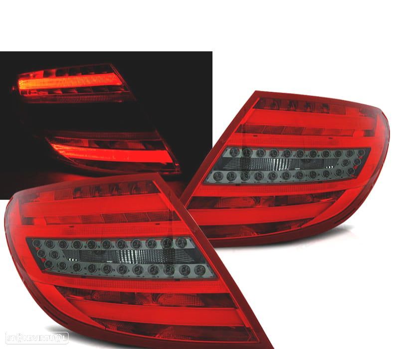 CONJUNTO DE FAROLINS PARA MERCEDES W204 CLASSE C LIMOUSINE 07-10 LED BAR VERMELHO FUMADO - 1