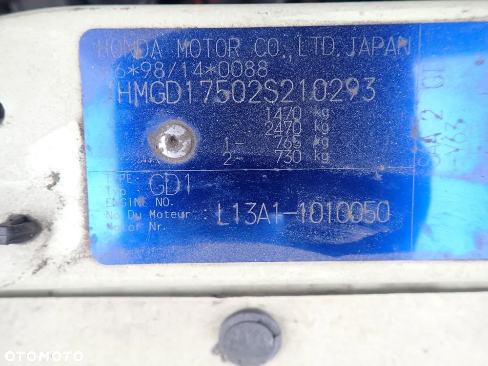 CZĘŚCI - Honda Jazz II 1,3 IDSI 83KM L13A1 HB 5D lakier Elegance Y63 2002r, INDEX - 9518 - 6