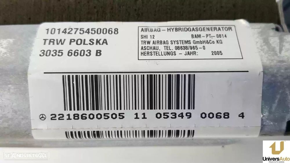 AIRBAG LATERAL TRASEIRO ESQUERDO MERCEDES-BENZ CLASSE S 2006 -A2218600505 - 1