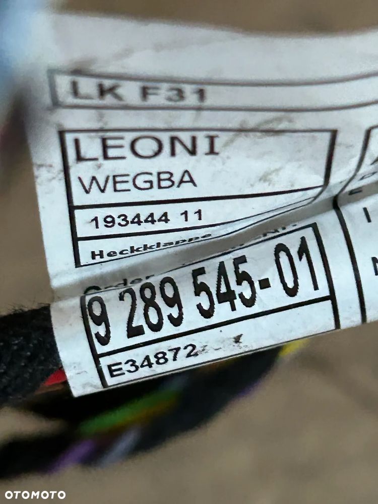 WIĄZKA PRZEWODÓW KLAPY TYLNEJ BAGAŻNIKA BMW F30 F31 9289545 - 2