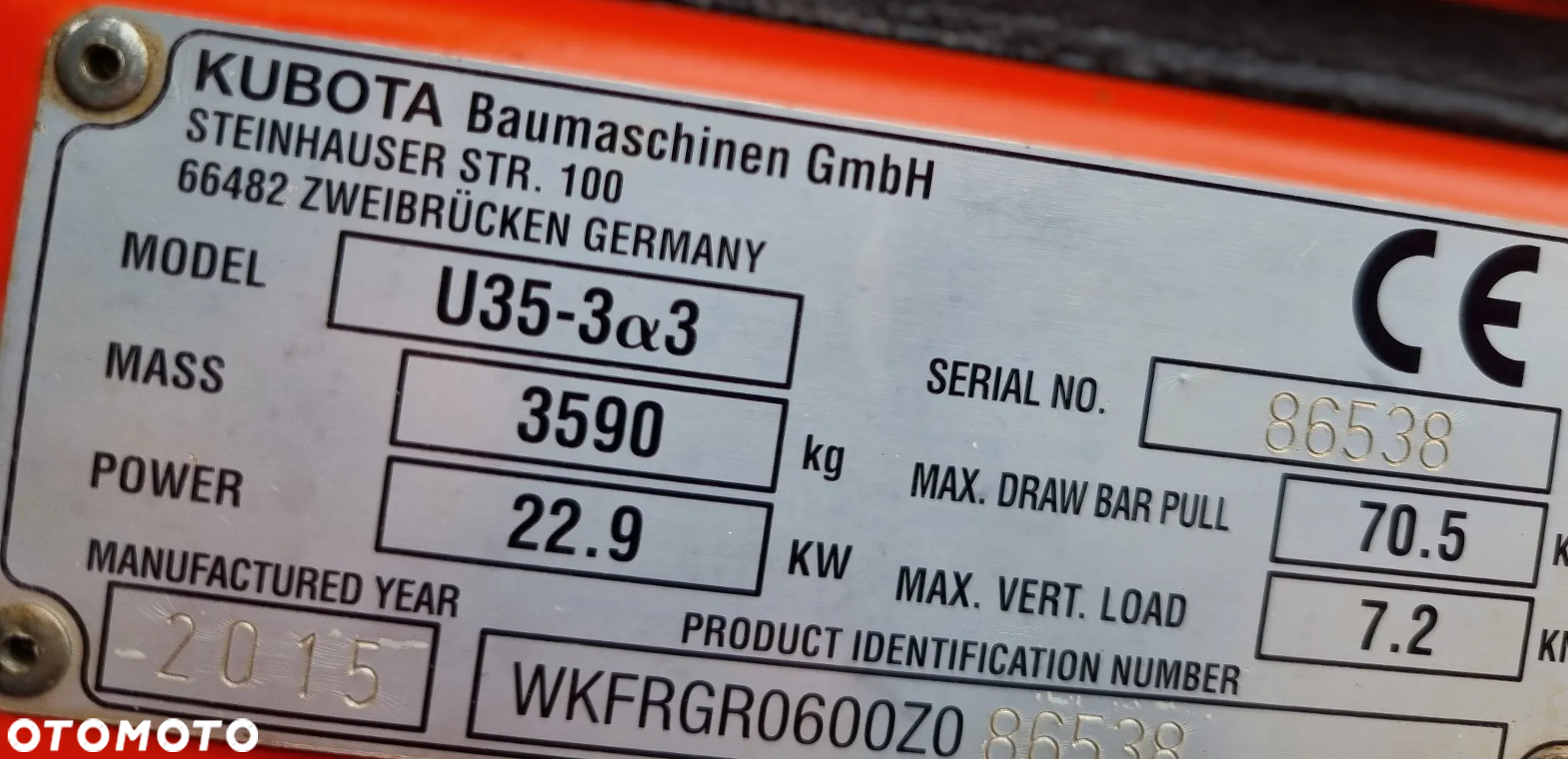 Kubota U35 koparka 3,7 tony 2016r 3sekcje zamki na tłokach  z Norwegi JakNowa 1650h - 13