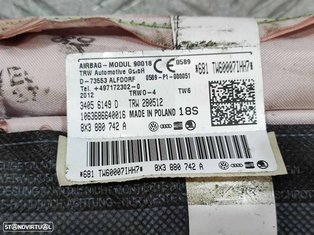 Conjunto Cortinas Laterais Airbag Esquerda Direita Audi A1 8X1 8XK 8X3880741A 8X3880742A - 6