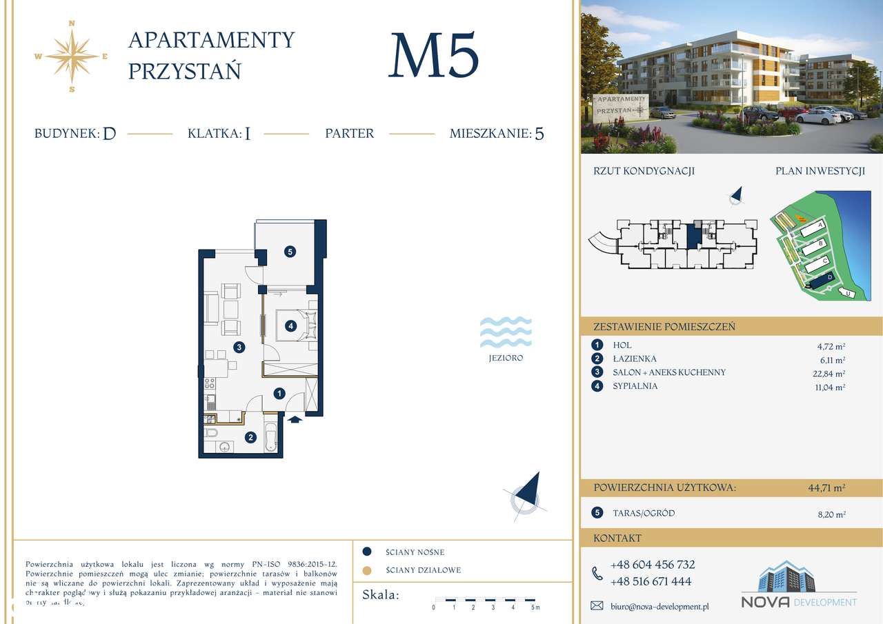 M5 | 2 pokoje | Taras | 44,71 m² | Apartamenty Przystań | Jezioro