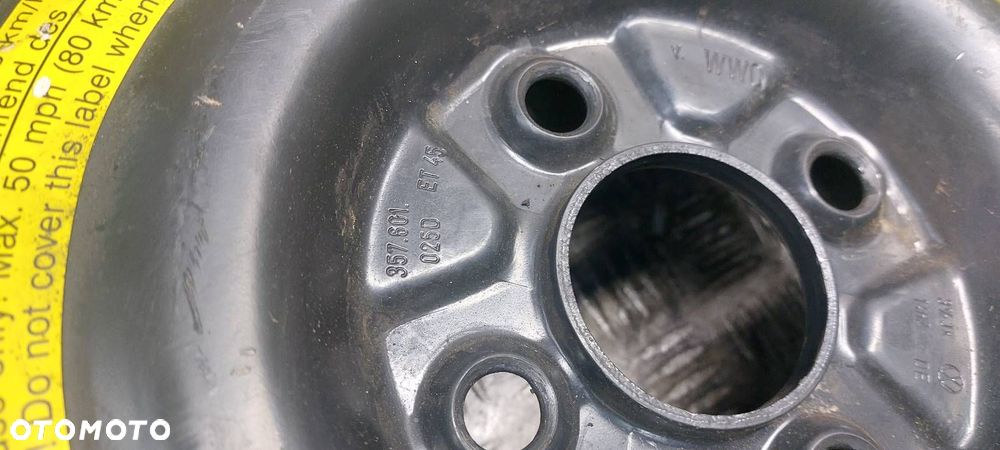 KOŁO ZAPASOWE ZAPAS VW GOLF III 3.5JX14 357601025D ET45 4X100 105/70R14 - 3