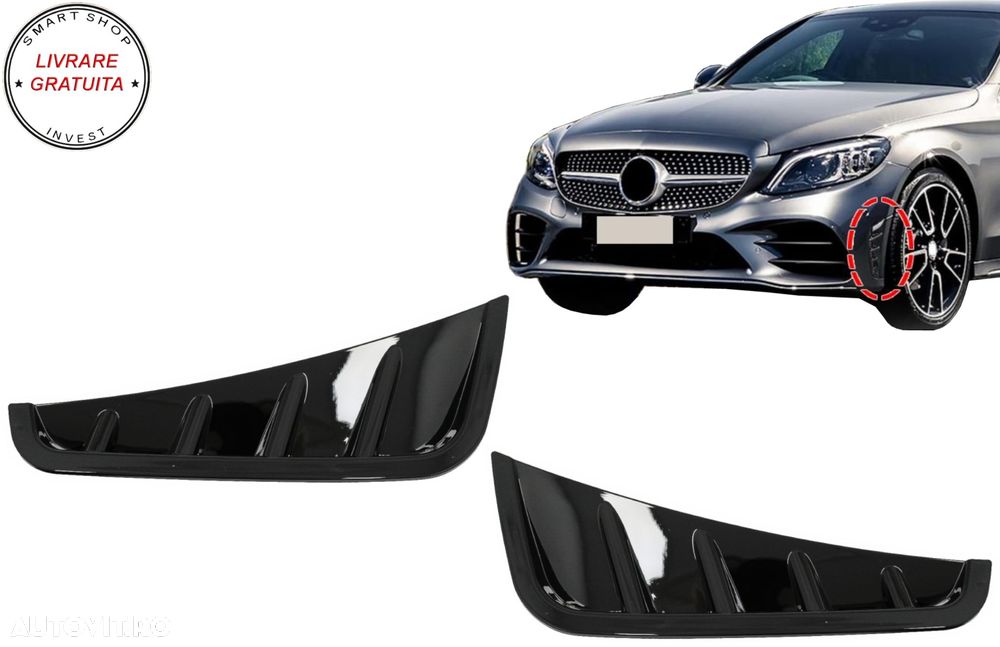 Ornamente bara fata flapsuri Negru Lucios Mercedes C-Class W205 S205 Facelift (201- livrare gratuita - 8