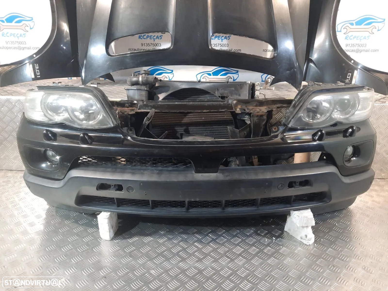 FRENTE COMPLETA BMW X5 E53 LCI CAPOT PARACHOQUES SENSORES GUARDA-LAMAS OTICAS XENON RADIADOR VENTILADOR FRENTE FIBRA REFORÇO - 4