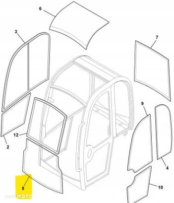 Szyba czołowa dolna JCB minikoparka 8014,8016,8018 827/80347 ZAM - 1