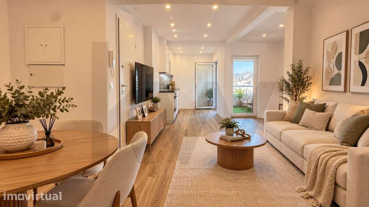 T2 Totalmente Remodelado | Terraço 13 m2 + Vista Desafogada | Queluz - Grande imagem: 2/14