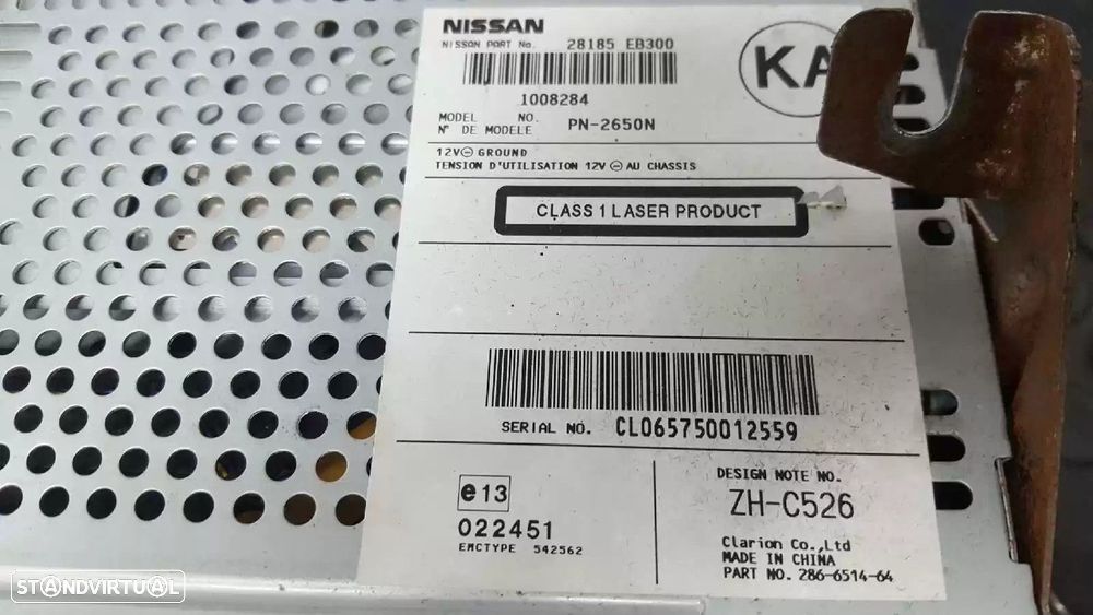 SISTEMA AUDIO / RADIO CD NISSAN NP300 NAVARA 2005 -28185EB300 - 2