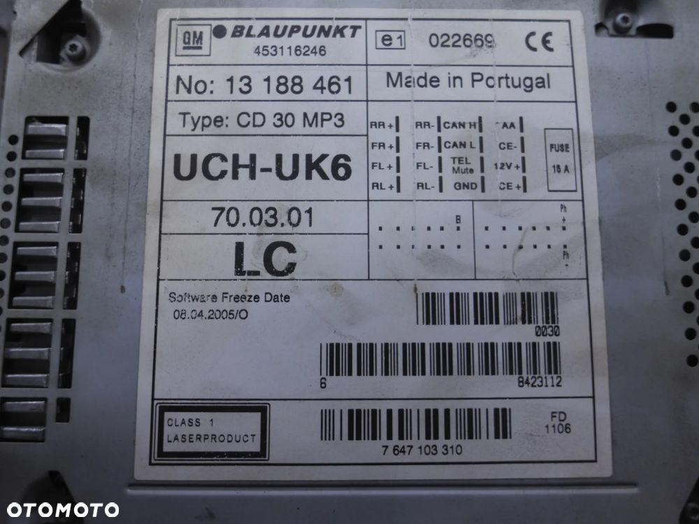 RADIO FABRYCZNE OPEL ASTRA III H 13188461 RADIOODTWARZACZ CD30 MP3 POSIADAM 2 SZT - 5