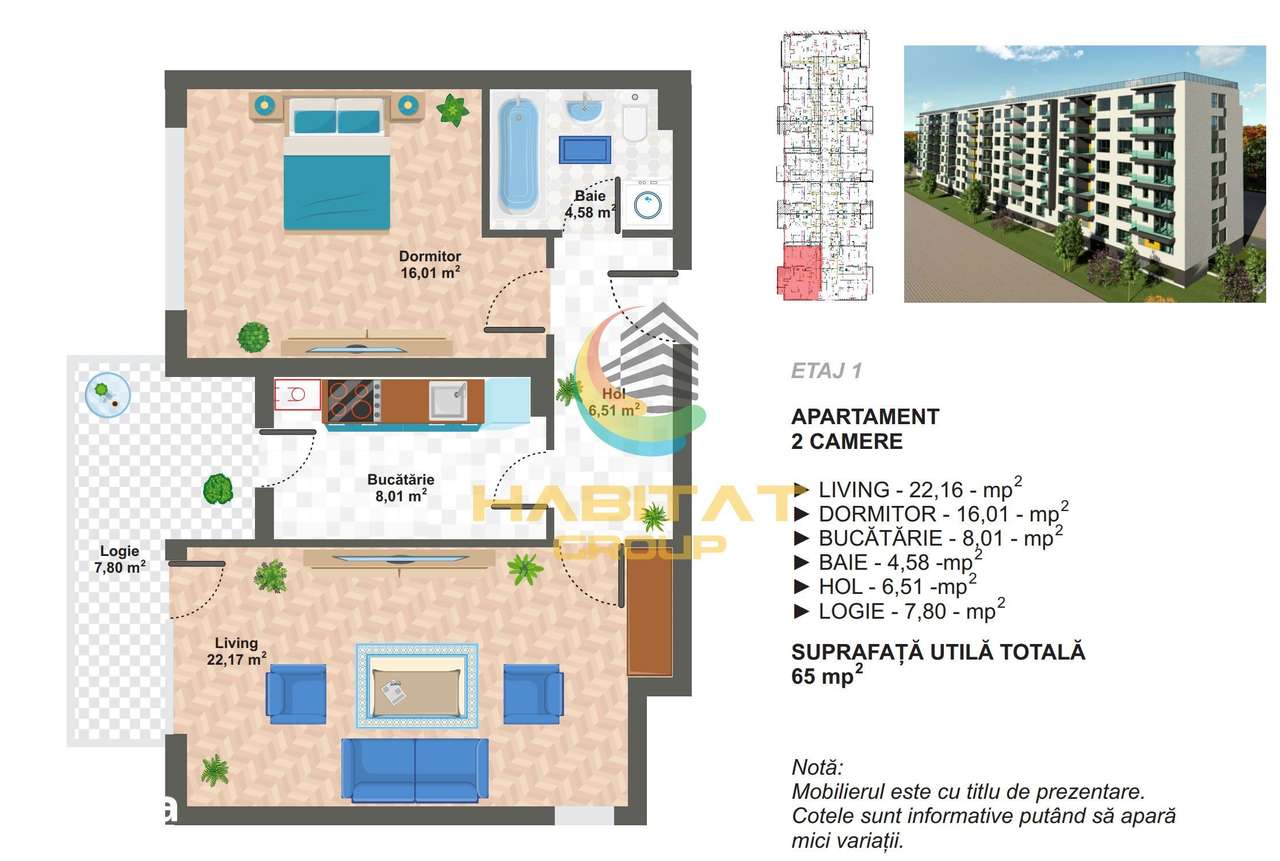Apartament 2 camere / 65 mp / Aparatorii Patriei — fotografia 2