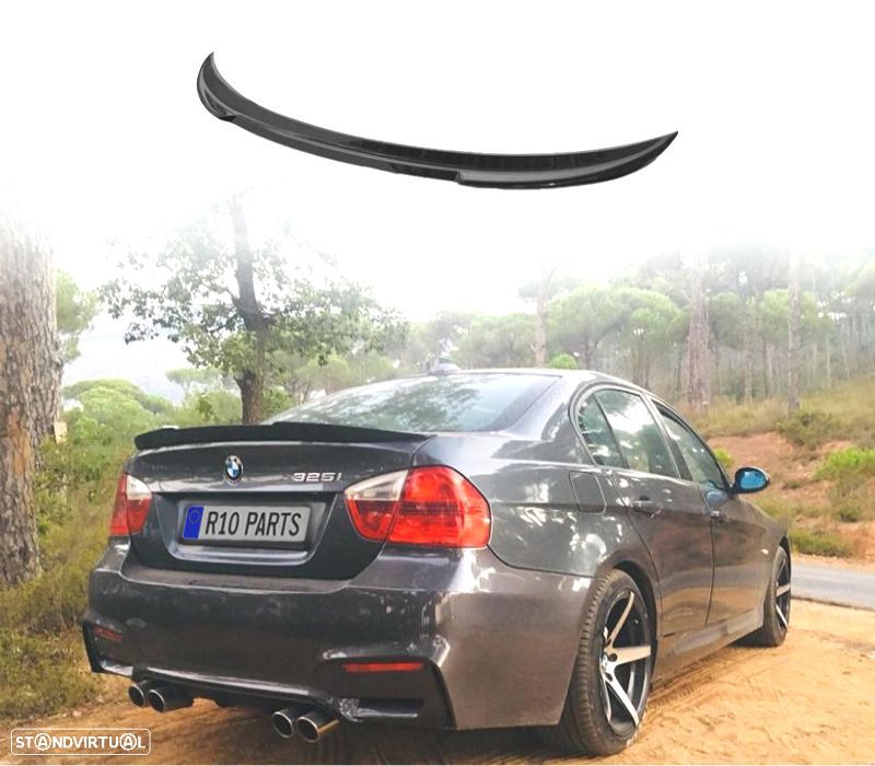 AILERON LIP SPOILER TRASEIRO BMW E90 LOOK M4 PSM PRETO BRILHANTE - 1