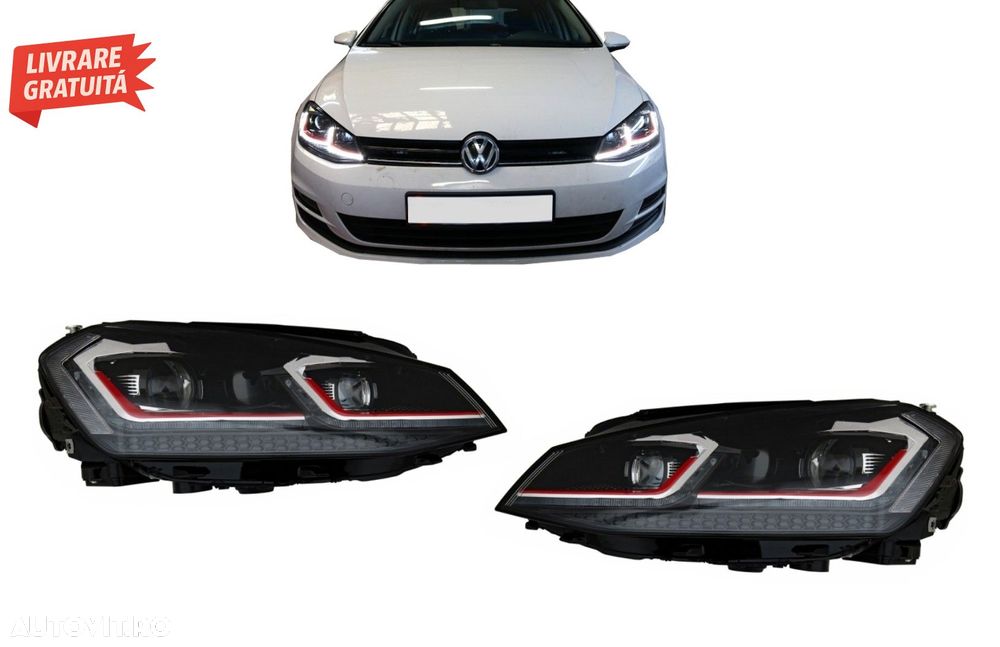 Faruri LED Bi-xenon Look VW Golf 7 VII (2012-2017) Facelift G7.5 GTI Design cu Sem- livrare gratuita - 11