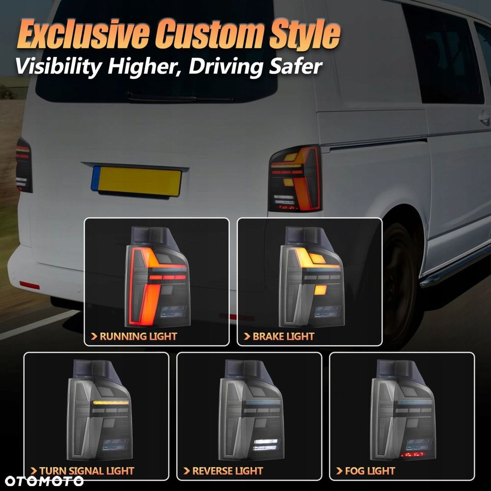 Lampy tyl Dynamiczne Led T6-look Vw T5 Transporter Multivan Caravelle 03-15 - 12