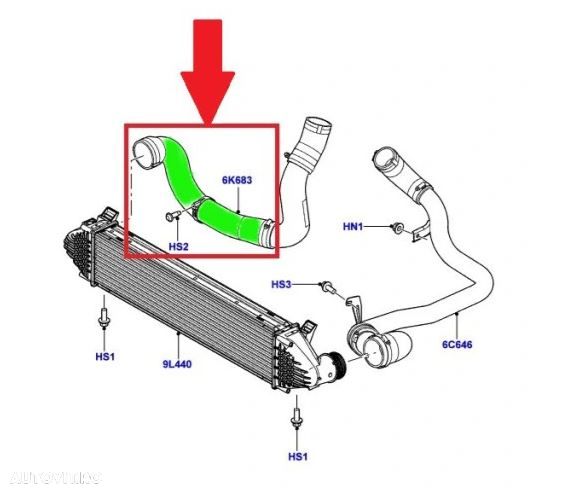 Furtun intercooler, supraalimentare Land Rover Freelander 2006-, diametru 57/68 mm, cauciuc, lung, 4312PT-1 - 1