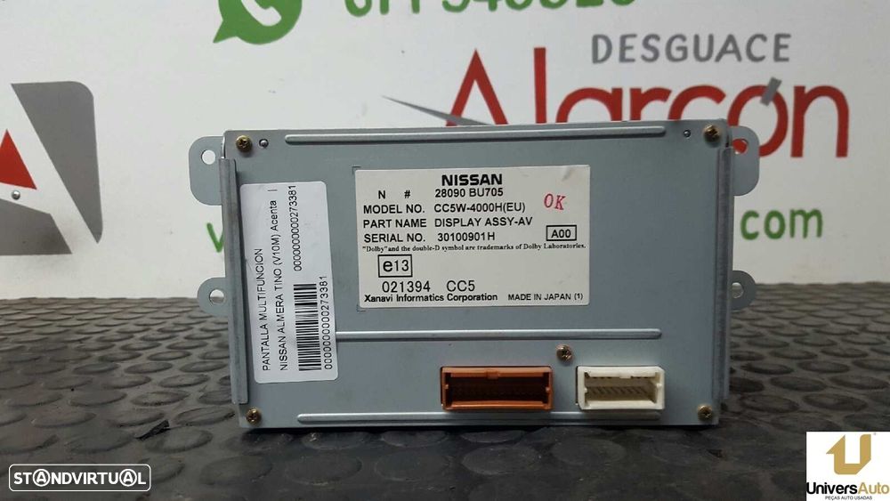 TELA/ECRÃ MULTIFUNÇÕES NISSAN ALMERA TINO (V10M) ACENTA - 3