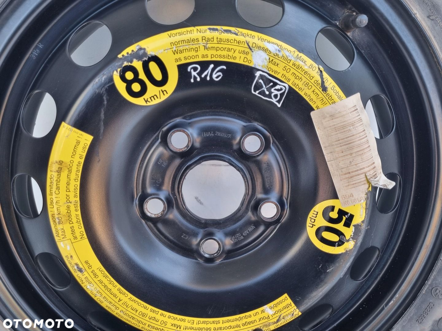 Audi Seat Vw Golf V KOŁO DOJAZDOWE dojazdówka 125/70 R16 1K0601027F 5x112 - 2