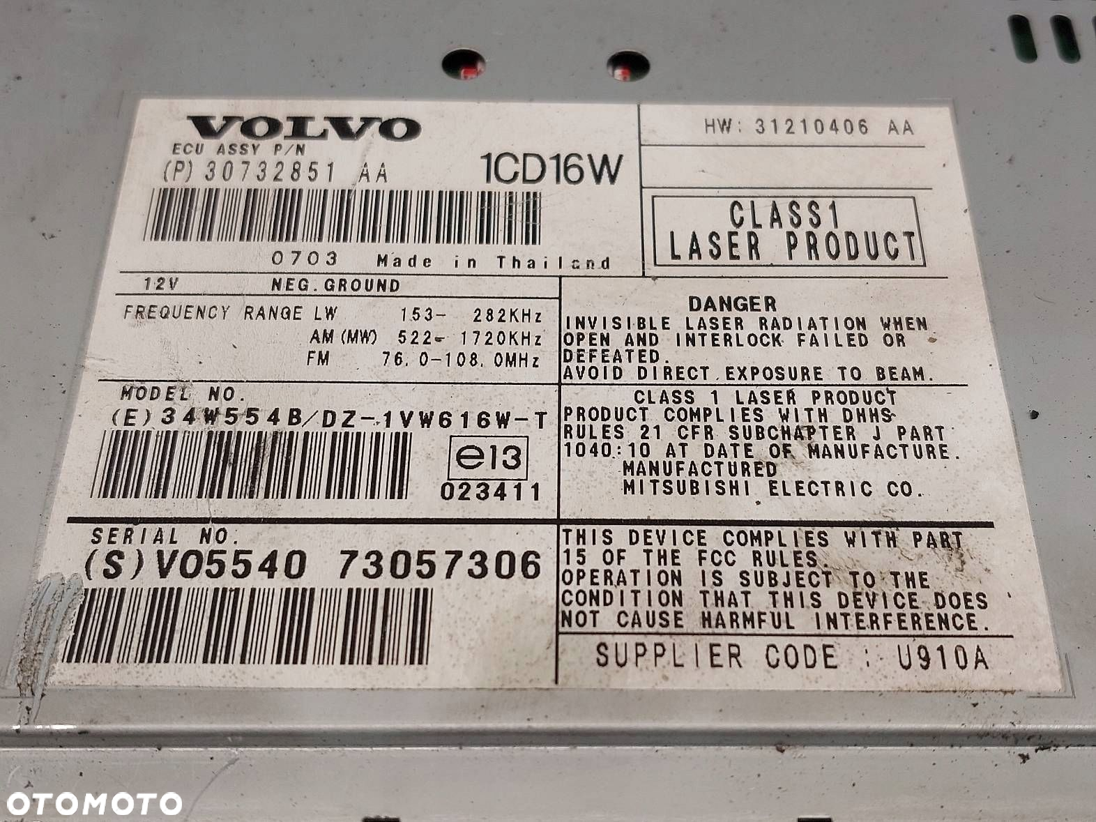 ZMIENIARKA VOLVO C30 V50 C70 30732851AA - 3
