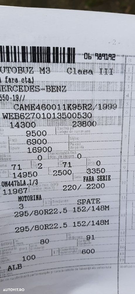 Piese autobuz Mercedes Integro 0550-19 din 1999 - 8