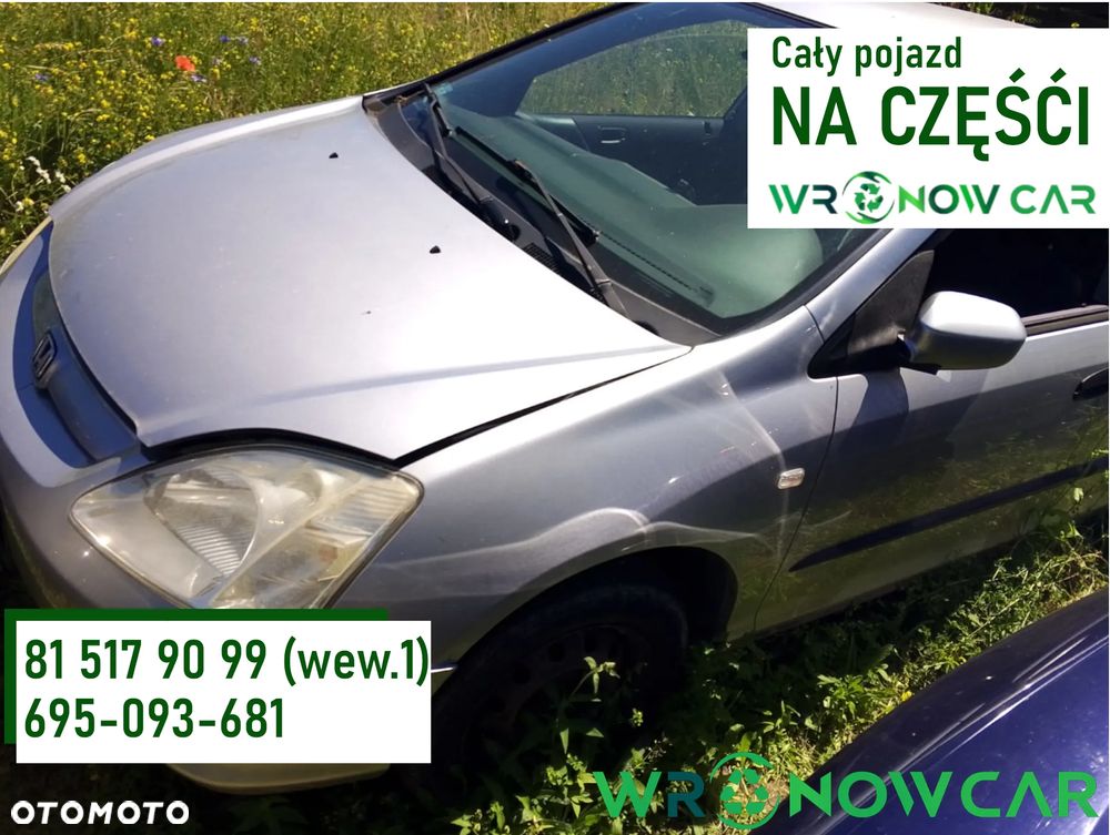 Honda Civic VII (00-04r.) 1.4 B 89KM. Silnik EU7 (D14Z6) (3113007)  Skrzynia SLW lakier NH623M. Cały na części. GWARANCJA !!!  Przód Tył Zestaw Komplet Drzwi Klapa Zderzak Błotnik Maska Grill Atrapa Szyba Pas Lampa Lusterko Boczki Fotel Kanapa Kokpit Deska Rozdzielcza Przełącznik Włącznik Sterownik Przewody Wiązka Instalacja Moduł Komputer Czujnik Listwa Pompa Alternator Wtryski Głowica Rozrusznik Kompresor Sprzęgło Dwumas Silnik Skrzynia ABS Klimatyzacji Paliwa Wspomagania Kolektor Turbina Przepustnica Zawór Chłodnica Koło Hak Belka Sanki Zawieszenie Mcpherson Półoś Amortyzator Wydech Tłumik Zacisk Most - 1