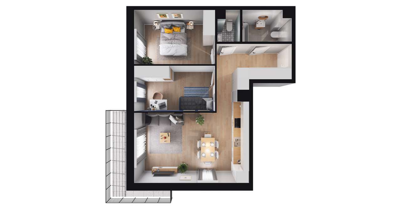 3-pokojowe mieszkanie 60m2 + balkon Bezpośrednio - Pełny obrazek: 3/19