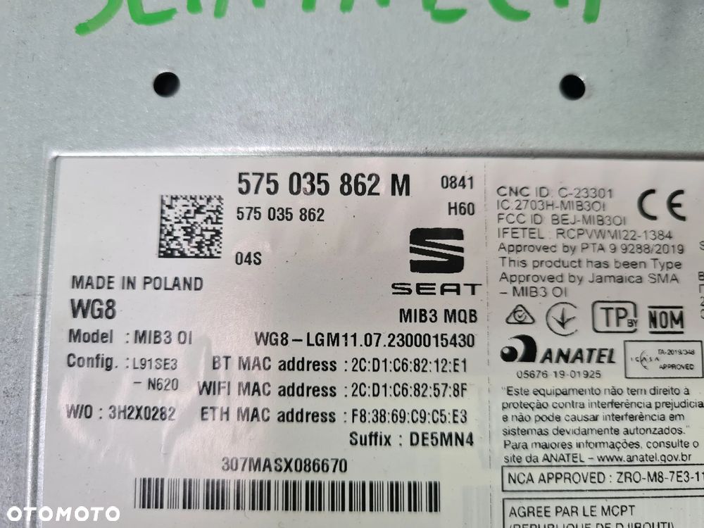 SEAT ATECA CZYTNIK NAWIGACJI SD 575035862M - 6