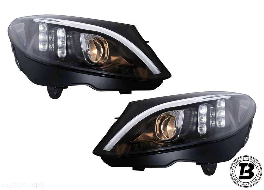Faruri LED compatibile cu Mercedes C Class W205 Black Design - 5