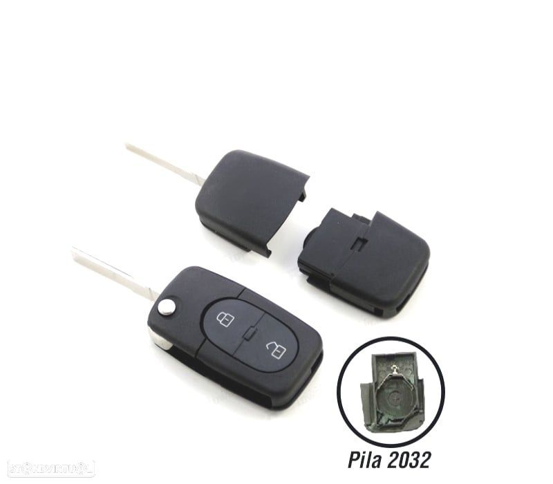 CARCAÇA CHAVES AUDI QUADRADA LAMINA LISA PILHA 2032 - 1