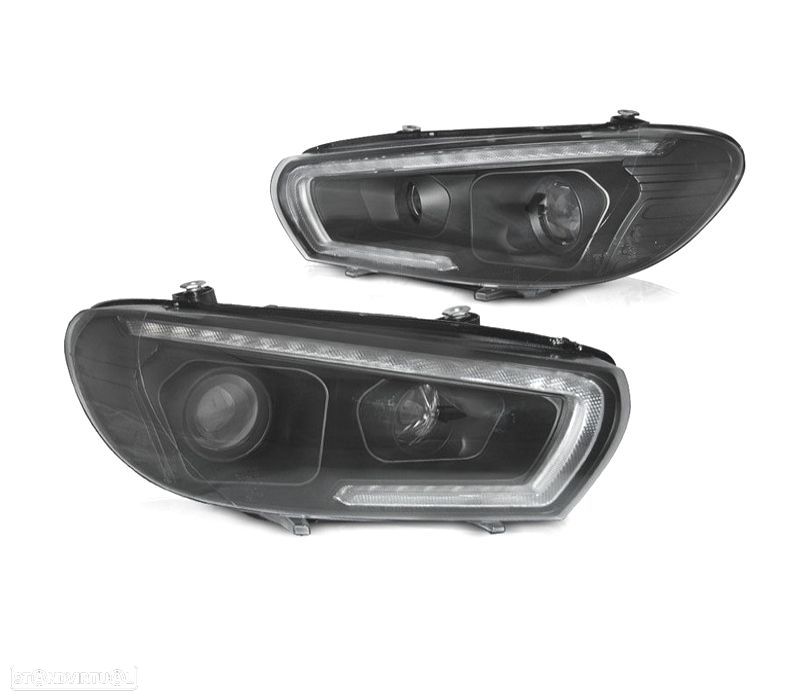 FARÓIS XENON PARA VOLKSWAGEN VW SCIROCCO 08-14 LED PRETOS - 1