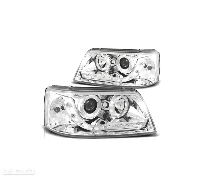 FARÓIS VOLKSWAGEN VW T5 03-09 LUZ DIURNA FUNDO CROMADO - 1
