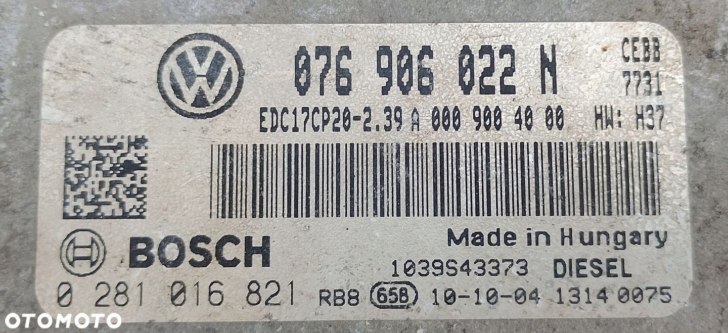 KOMPUTER STEROWNIK SILNIKA VW CRAFTER 2.5 TDI 0281016821 076906022N - 2