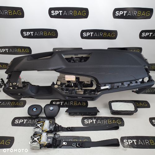 BMW X5 G05 X7 G07 PRZED LIFT DESKA ROZDZIELCZA SKÓRA SZARA NITKA KONSOLA KOKPIT PULPIT PODUSZKI AIRBAG AIR BAG PASY KIT SET - 1