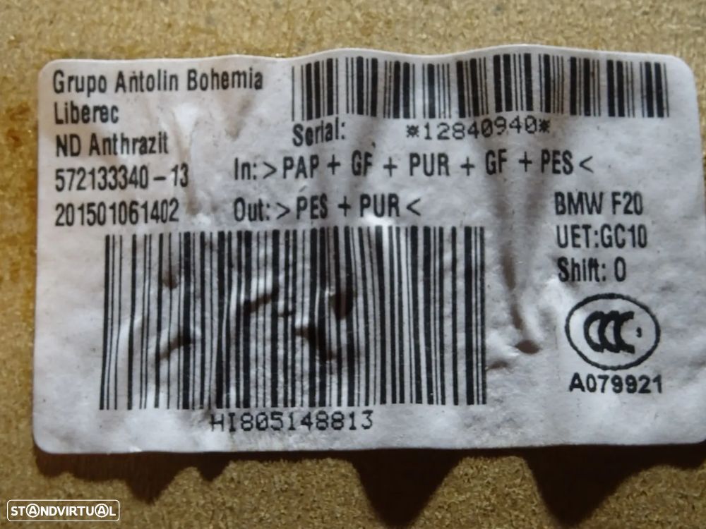 Cúpula / Teto BMW Serie 1 de 5 Portas F20 Pack M / Preto - 8051488 / 8 051 488 - 8