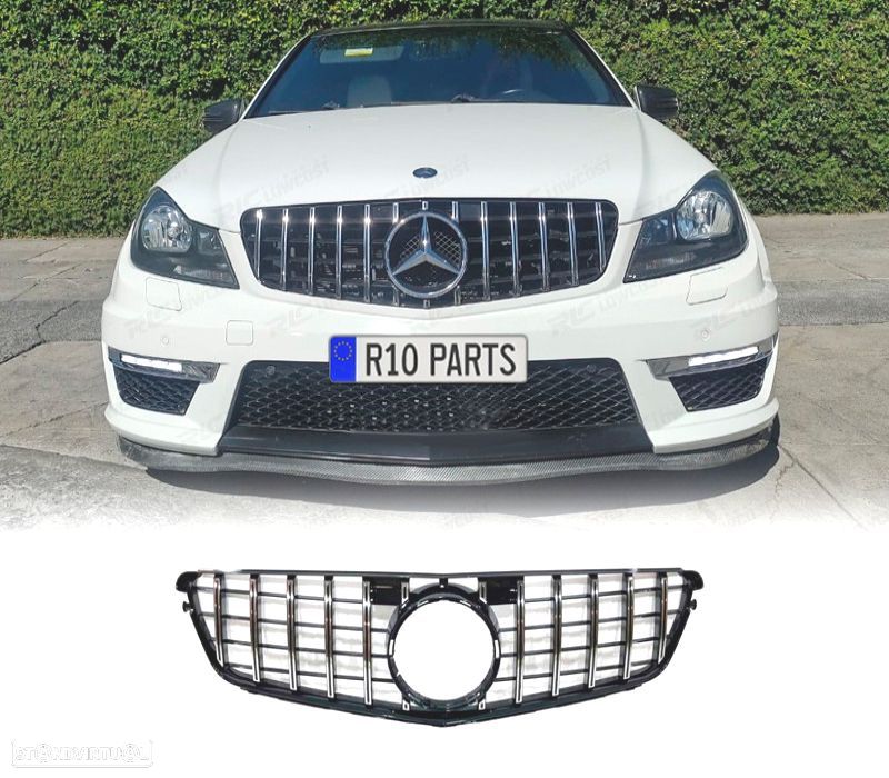 GRELHA DIANTEIRA MERCEDES W204 07-14 LOOK AMG GT PRETO CROMADO - 1