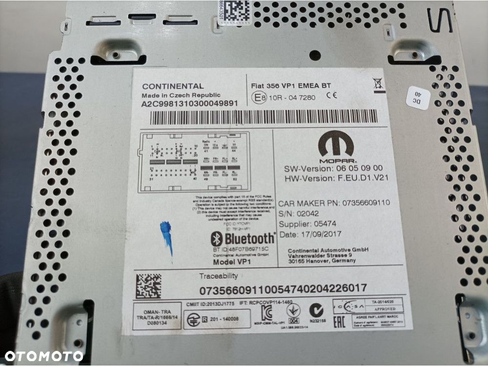 FIAT TIPO II RADIO RADIOODTWARZACZ CD 07356609100 - 5