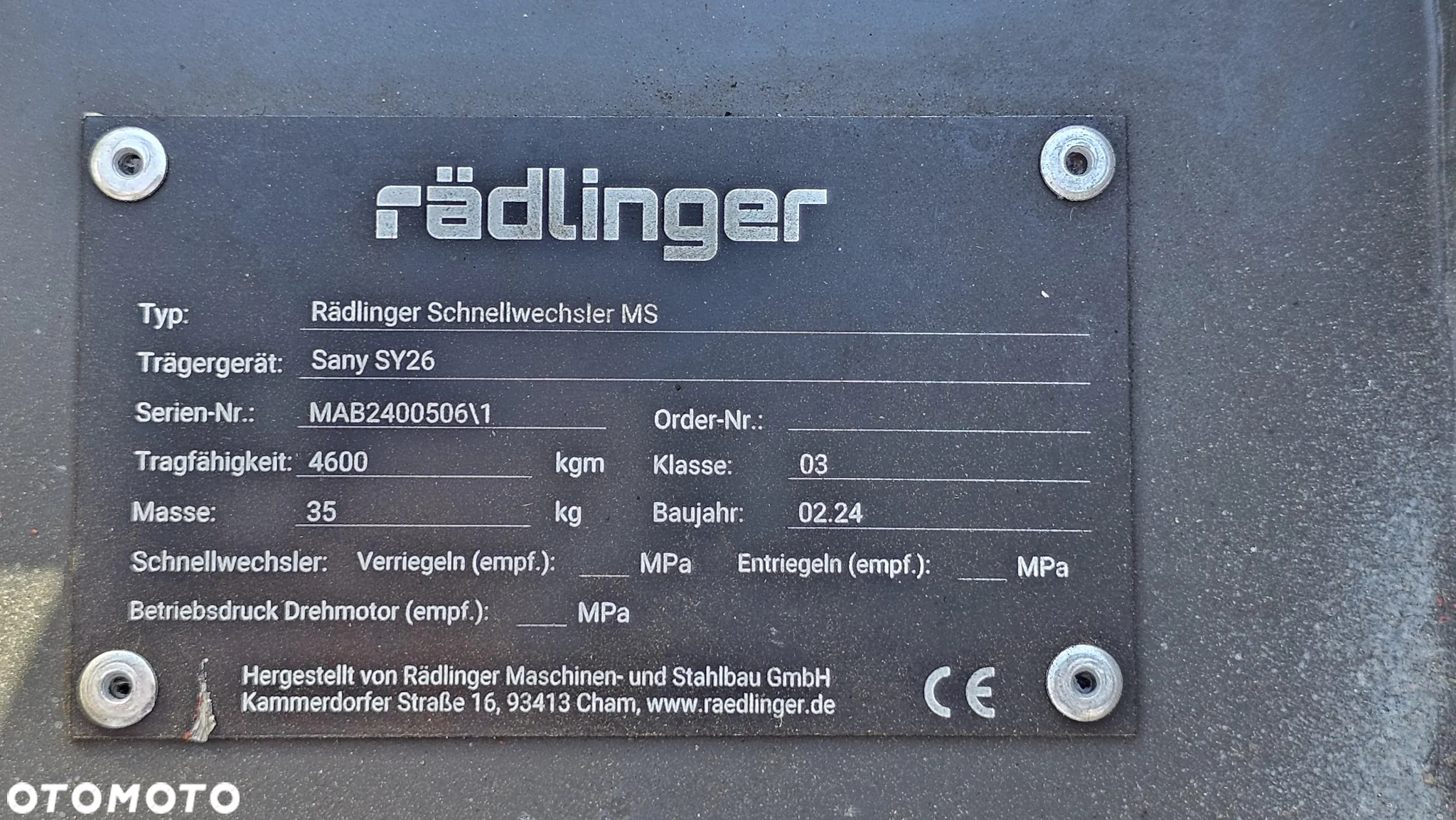 Szybkozłącze do koparki Rädlinger MS03 #7#8#13 - 7