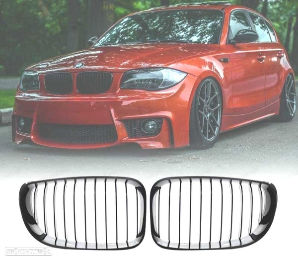 GRELHAS FRONTAIS PÁRA-CHOQUES LOOK M1 PERFOMANCE PARA BMW E81 E87 E82 E88 04-07 PRETO BRILHANTE