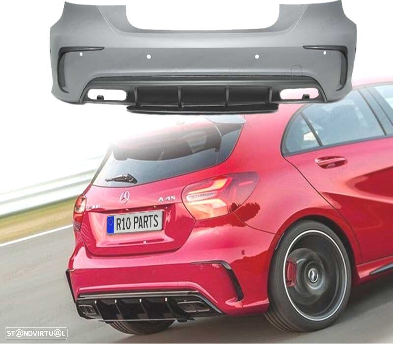 PARA-CHOQUES TRASEIRO MERCEDES CLASE A W176 15-18 LOOK AMG PDC - 1